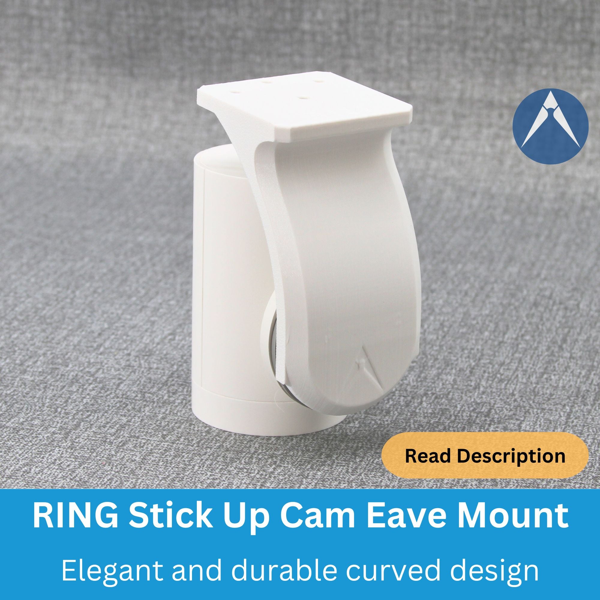 Ring Stick Up Cam Eave Mount with durable and elegant curved design.
