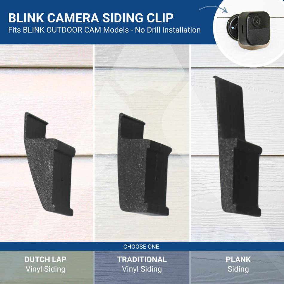 BLINK Camera Siding Clip – Dutch Lap Vinyl, Traditional Vinyl, or Plank Siding Mount - No Drill, No Holes