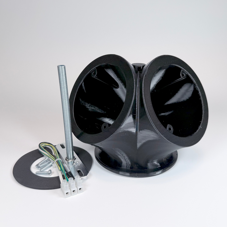 Dual 60 White Floodlight Soffit Mount in Black