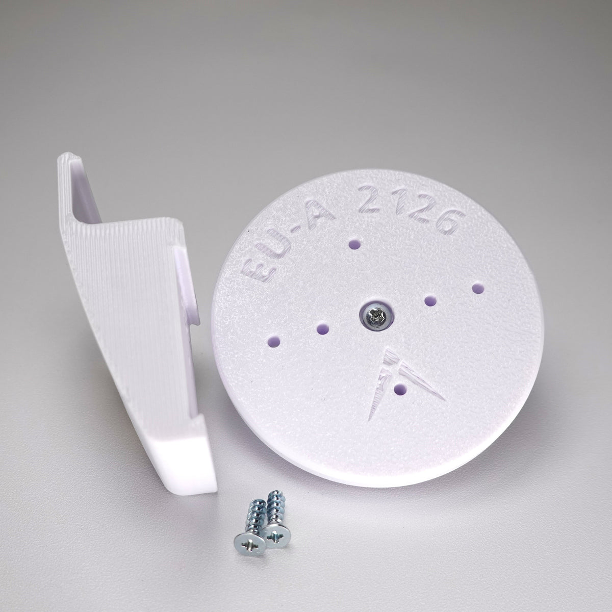 Dutch lap siding clip and circular mounting base for a eufy camera, include screws.