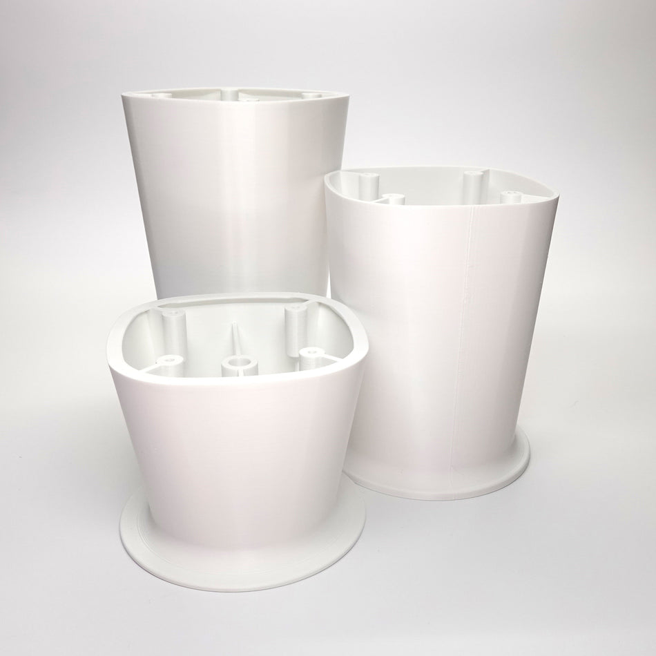 3D-printed soffit drop extensions for eufy floodlight cameras in varying lengths (100mm, 150mm, and 200mm).