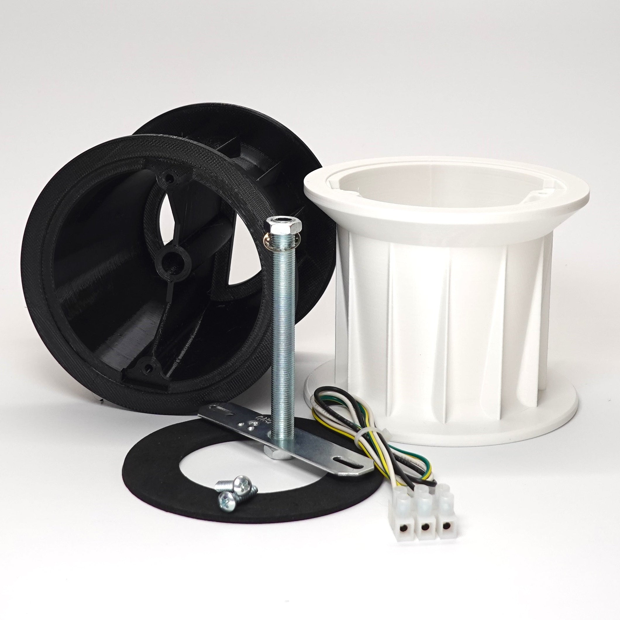 Soffit drop extensions for floodlight cameras.