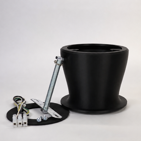 Black 100mm wall mount extension for floodlight cameras.