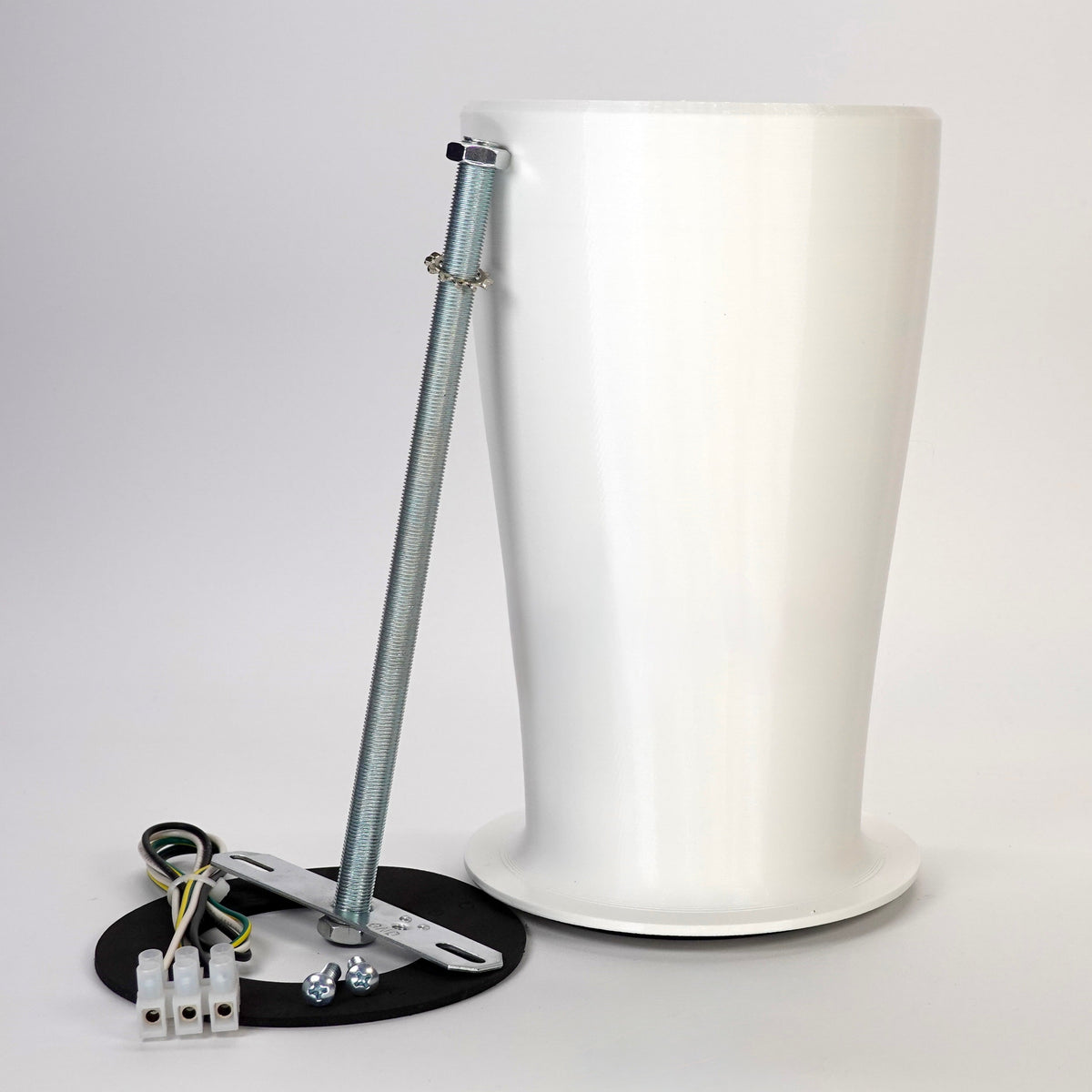 White 200mm wall mount extension for floodlight cameras.