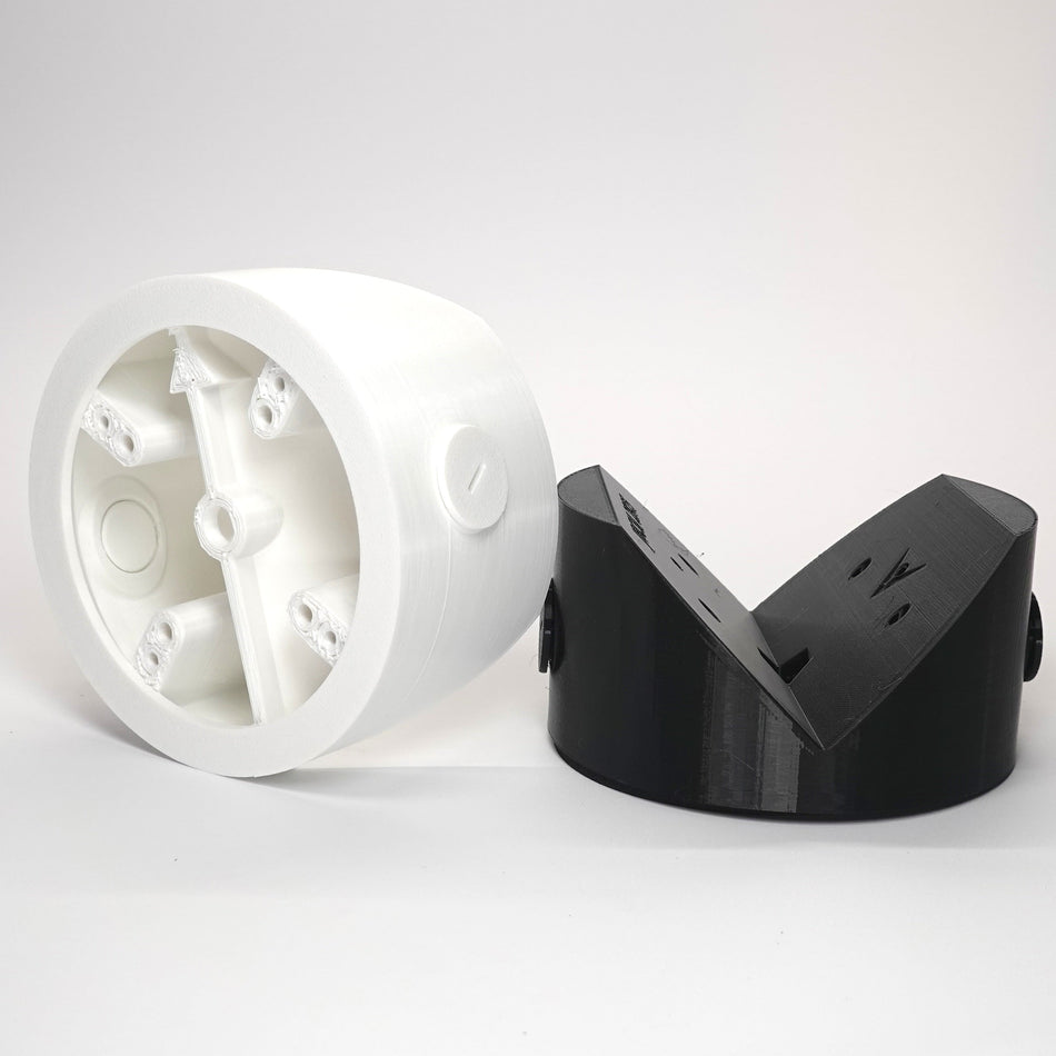 Outside corner junction box mounts for floodlights and cameras.