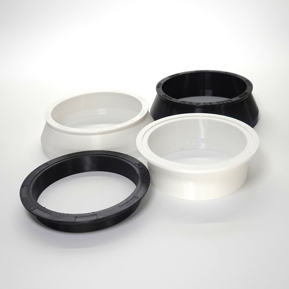 Junction box covers for round, octagonal and pancake in white and black.