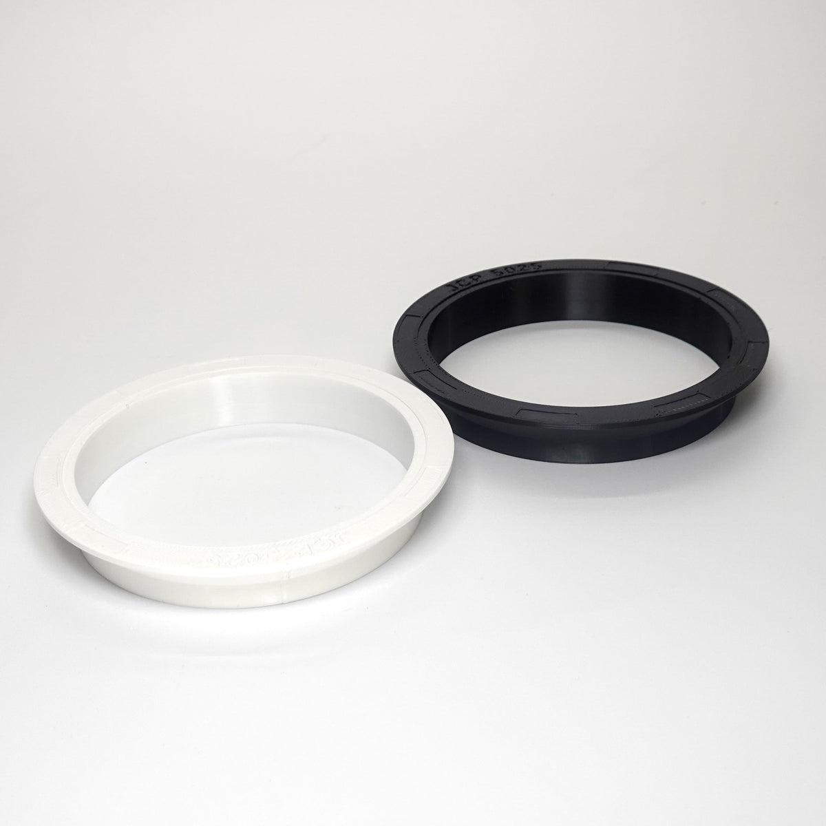 Pancake weatherproof junction box cover in white and black.