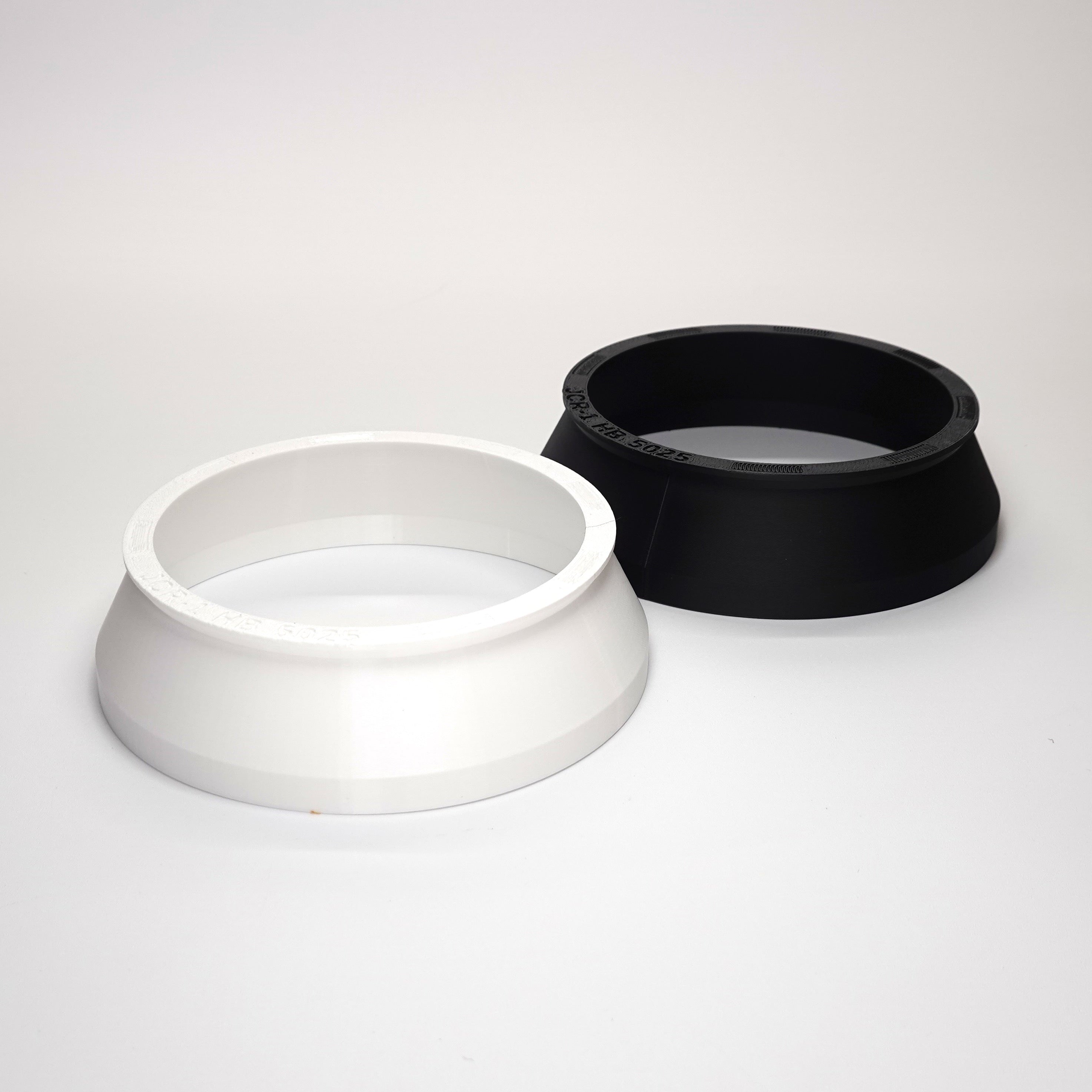 Round 1 (1.5") weatherproof junction box covers in white and black.