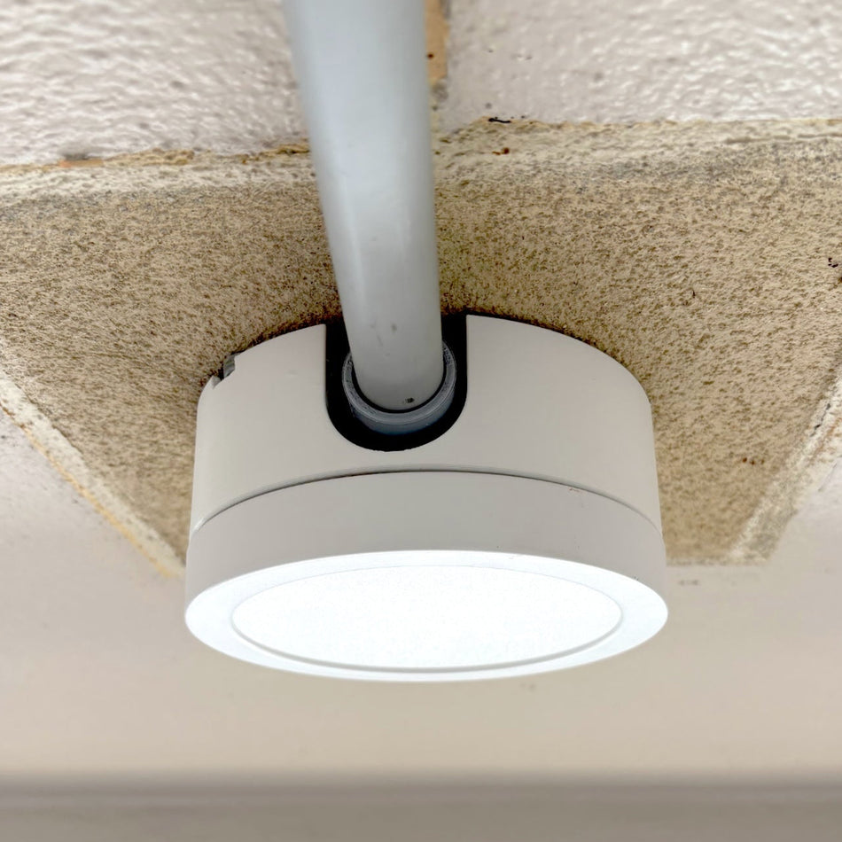 LED light fixture installed with covers.