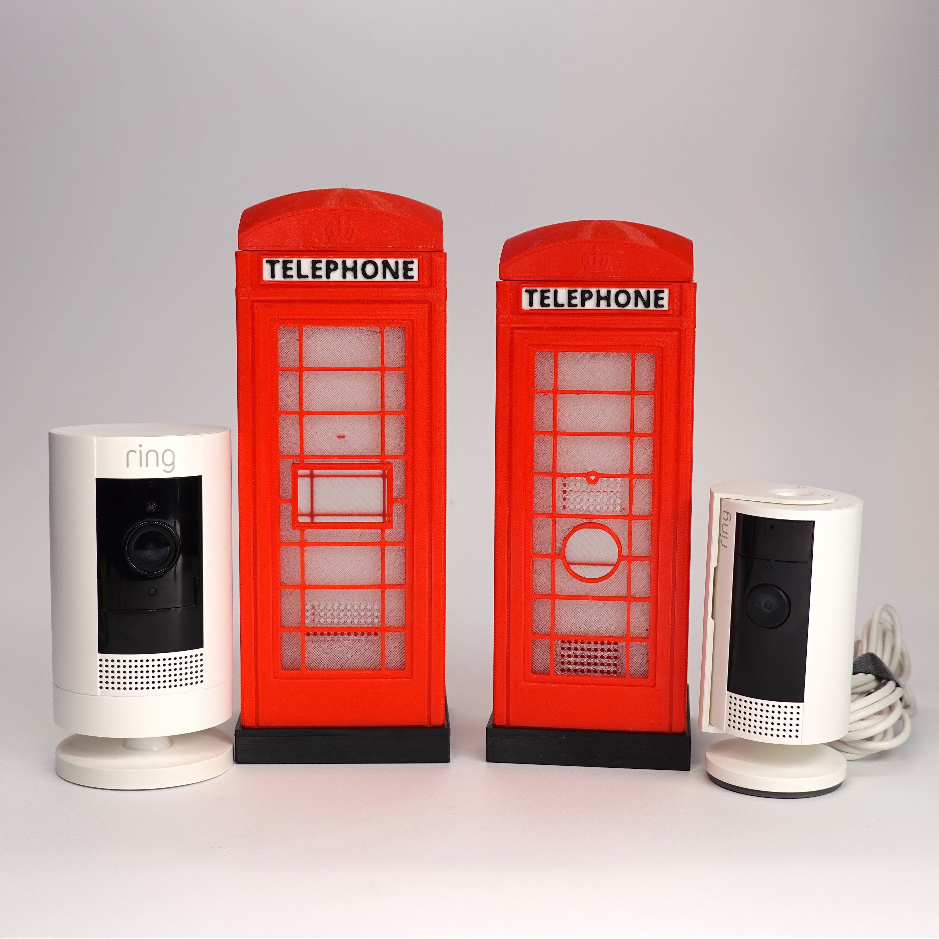 3D-printed miniature London Red Phone Booth (K6 style).