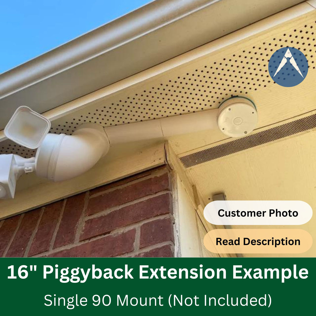 Install your floodlight camera 16" away from junction box.