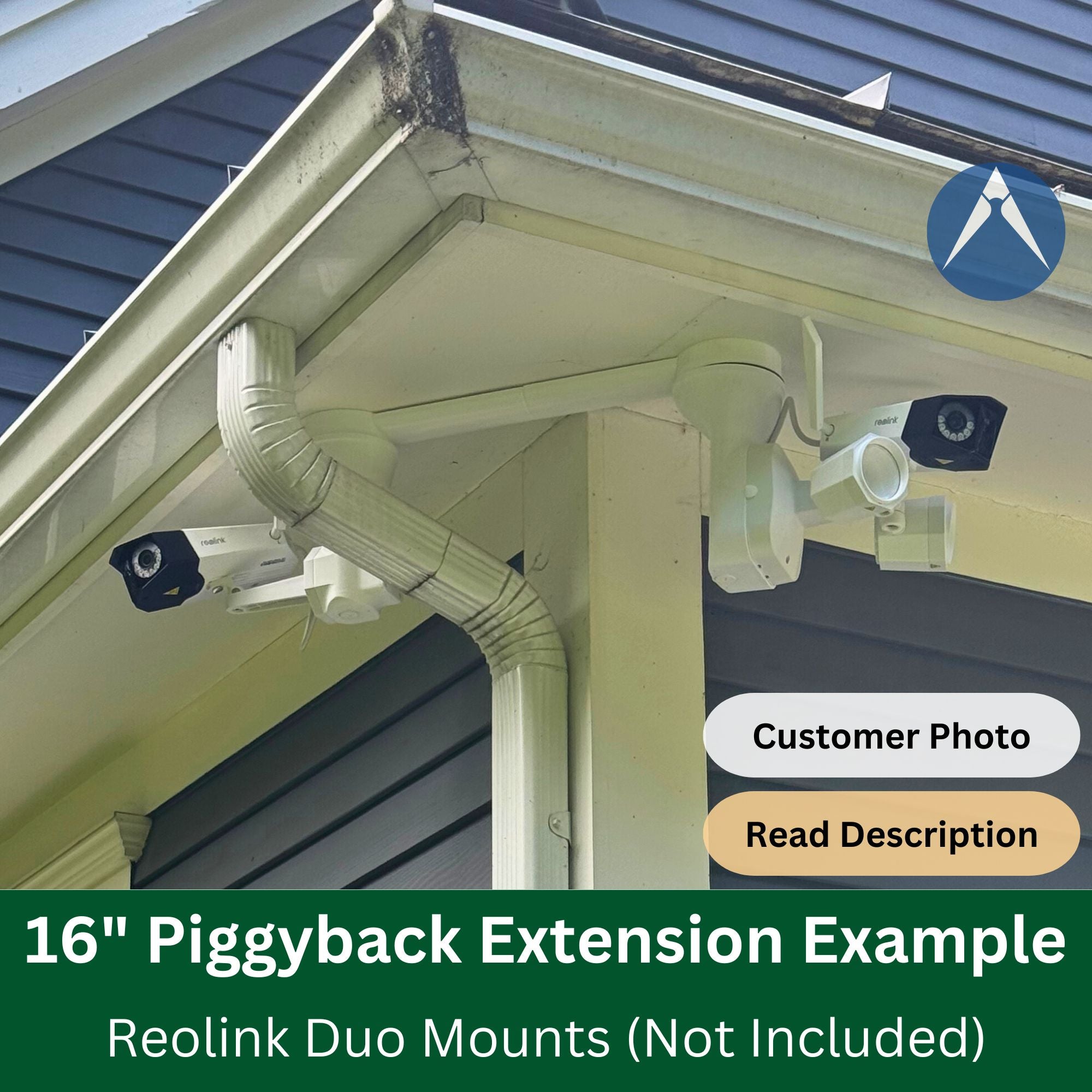 2 Reolink Duo cameras share a power connection using Piggyback Extender