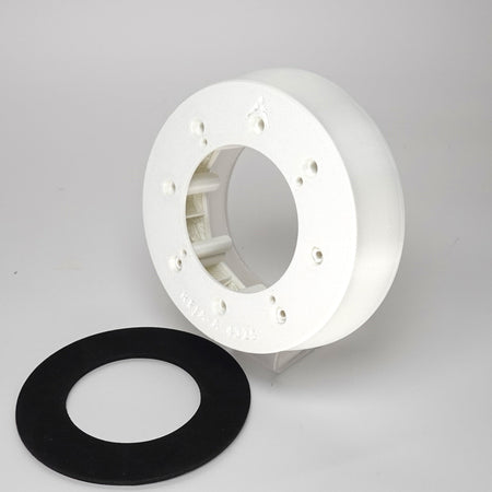 White 3D-printed Junction Box Adapter (A) for Reolink, included black weatherproof gasket.