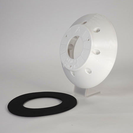 White 3D-printed junction box adapter ring for Reolink camera include gasket.