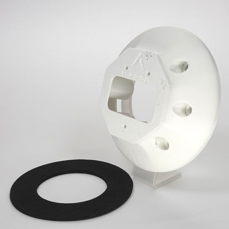 3D-printed junction box adapter, include gasket.