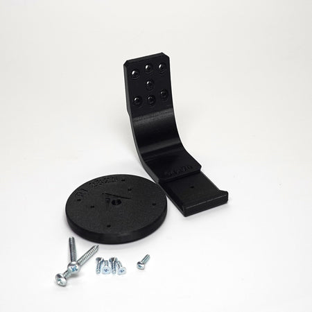 Black 3D-printed Ring camera mount kit featuring a curved arm bracket, include screws.