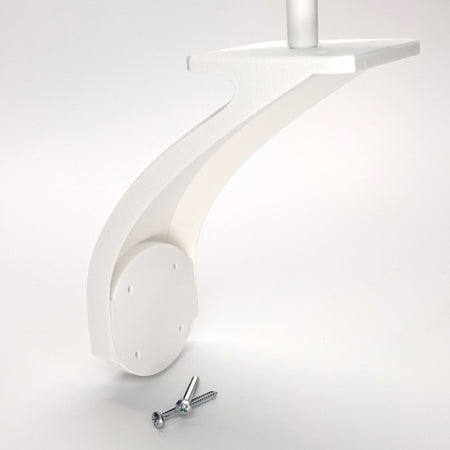 White 3D-printed curved mounting bracket for Ring Stick Up Cam, include screws.