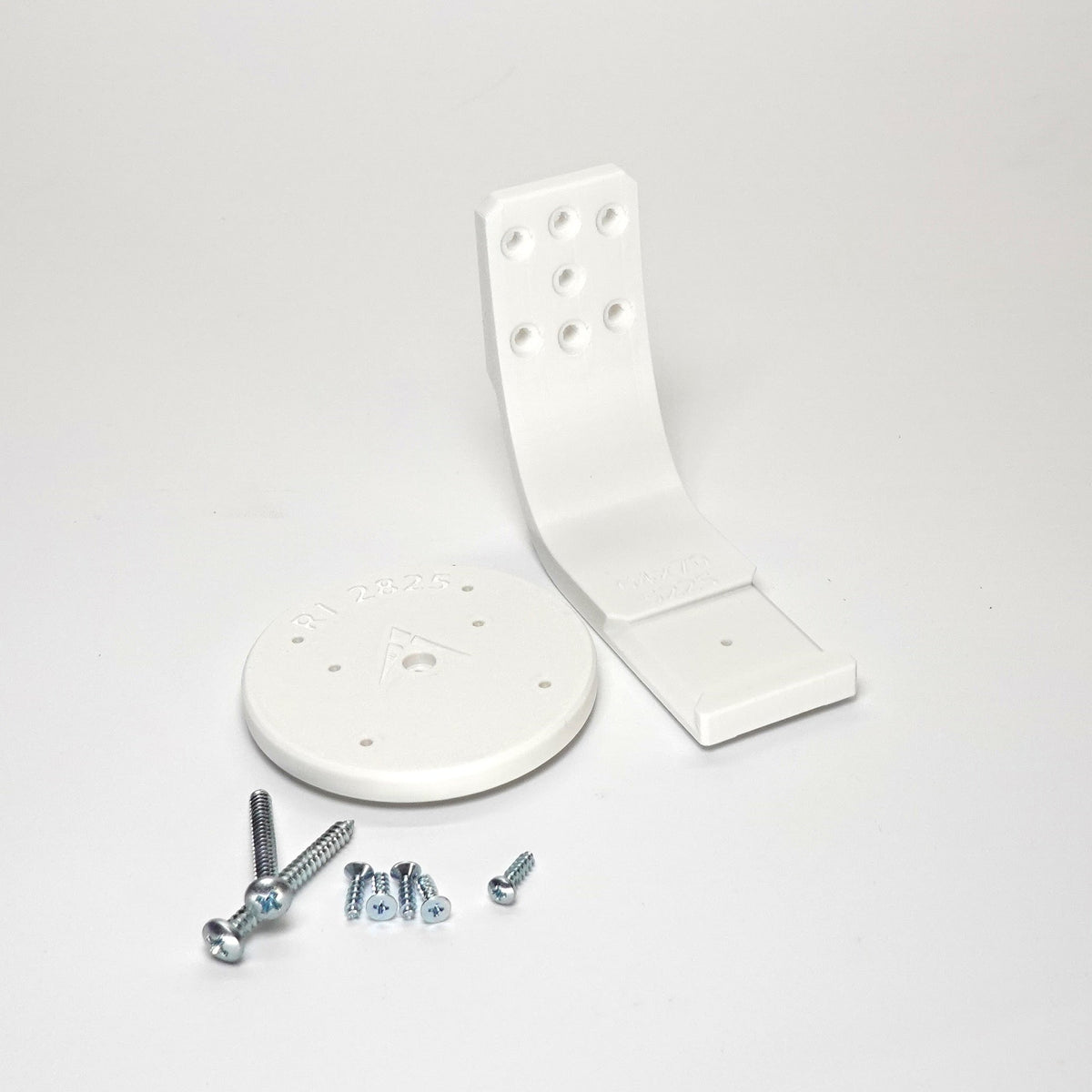 3D-printed Ring camera mount kit featuring a curved arm bracket, include screws.