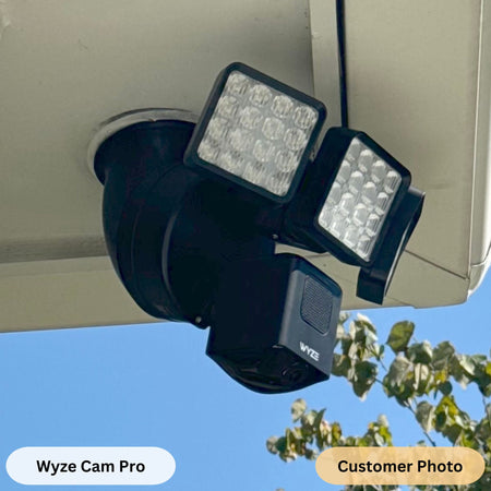Wyze Floodlight Cam soffit installation using Alexactly S-60B mount.
