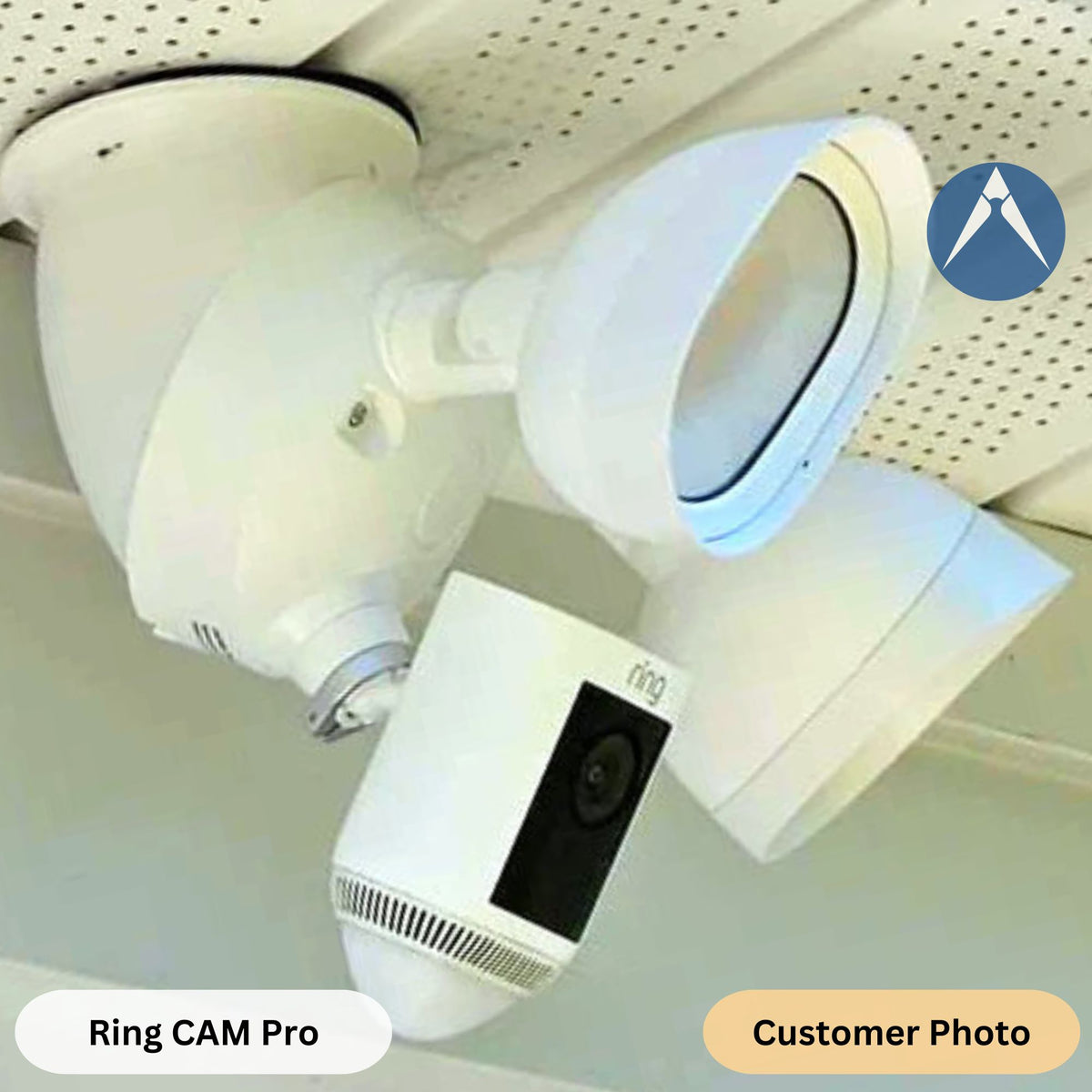 Ring CAM Pro soffit installation with Alexactly Single 60 White mount.