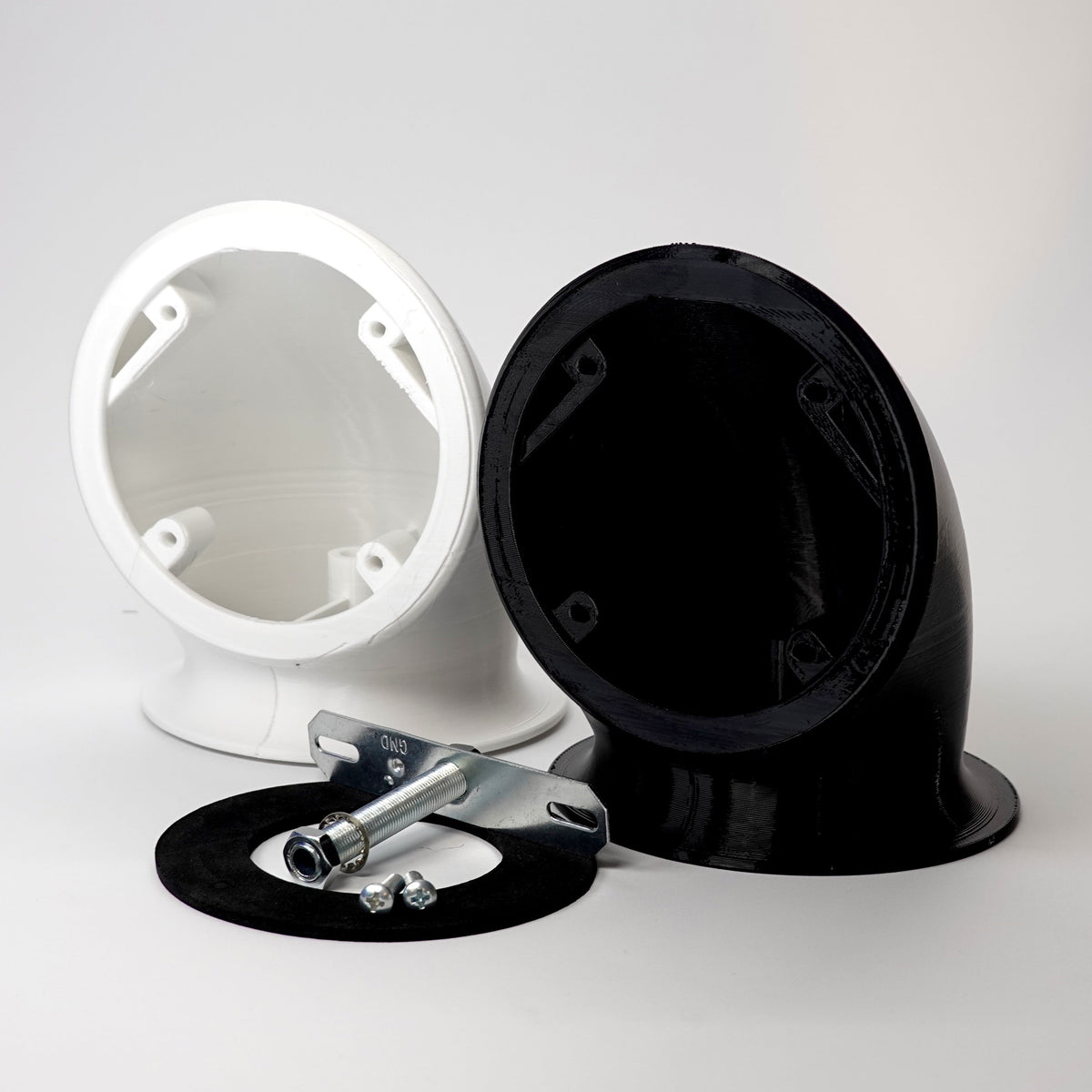 Universal 90-degree soffit mounts for floodlight cameras.