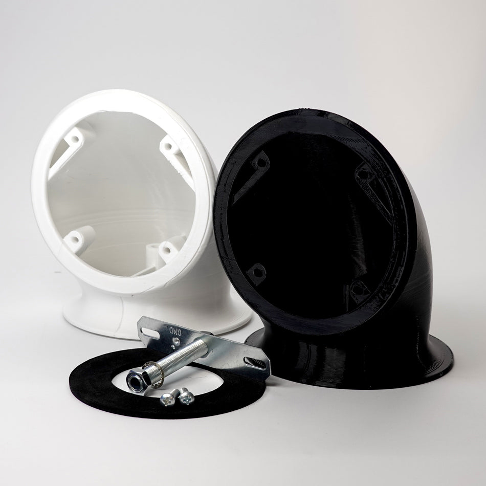 Universal 90-degree soffit mounts for floodlight cameras.