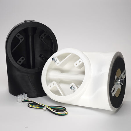 3D-printed  Slim 90° Soffit Mounts for floodlight cameras.