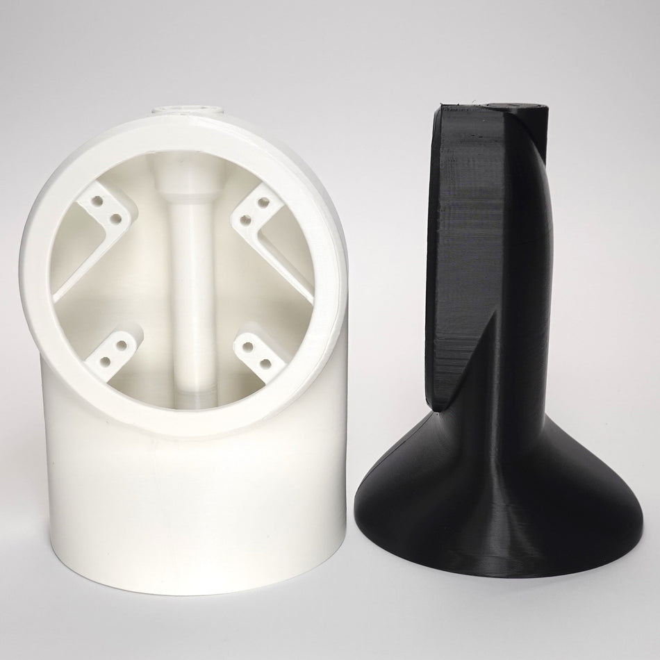 3D-printed Slim 90° Soffit Mounts for floodlight cameras.