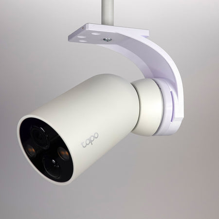 Soffit bracket mount for TP-Link Tapo security camera.