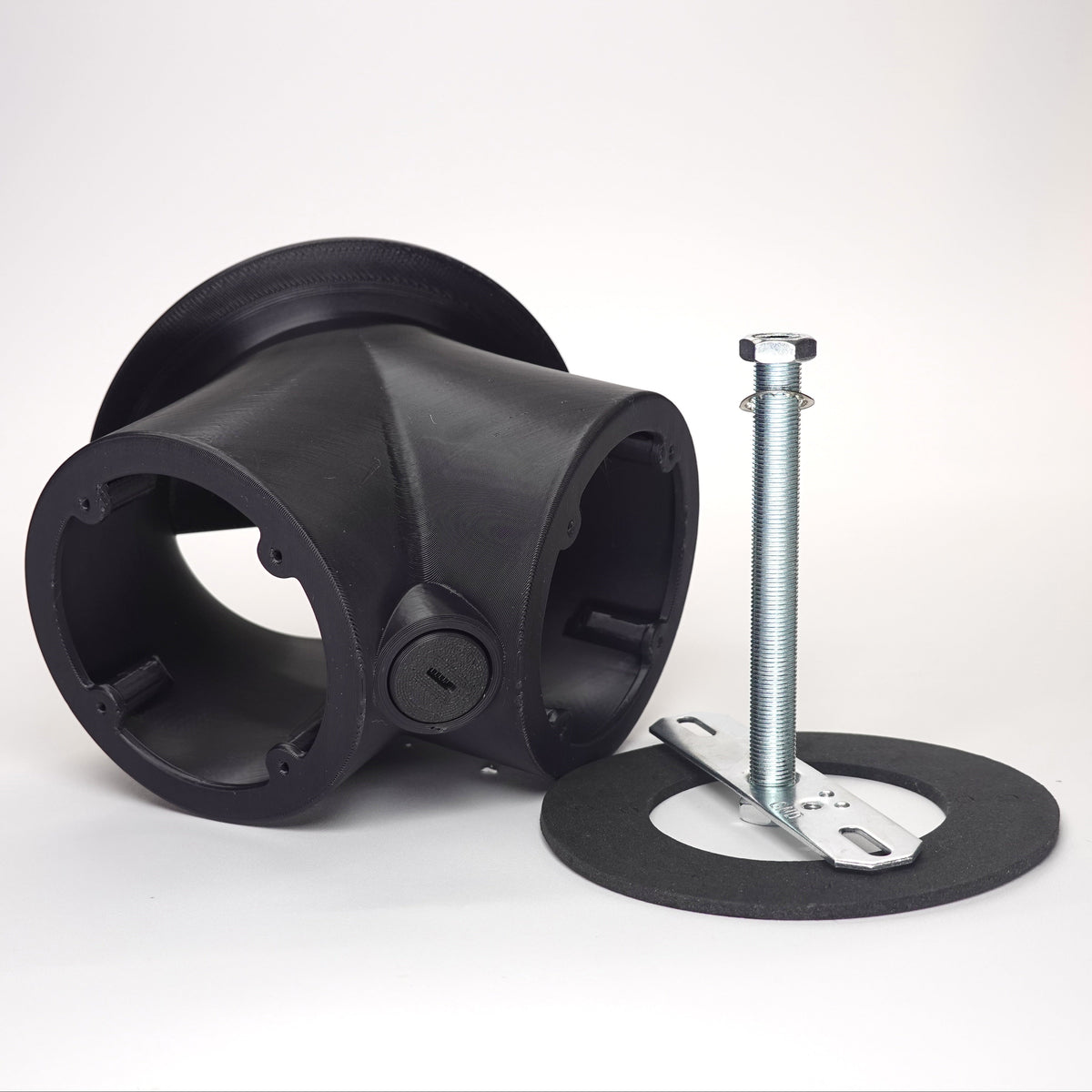 Black 3D-printed 45-degree dual camera mount for UniFi G Turret security cameras.