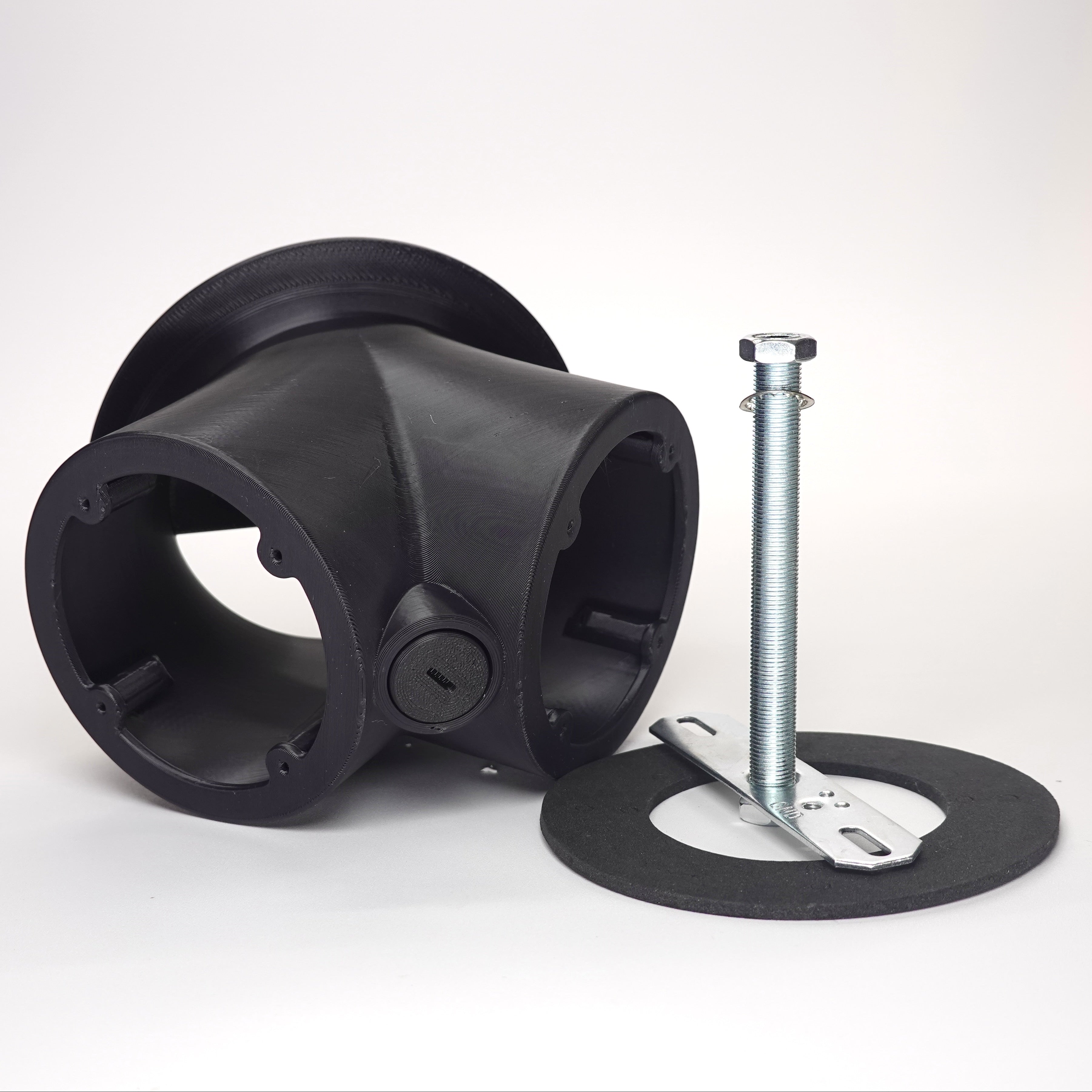 Black 3D-printed 45-degree dual camera mount for UniFi G Turret security cameras.