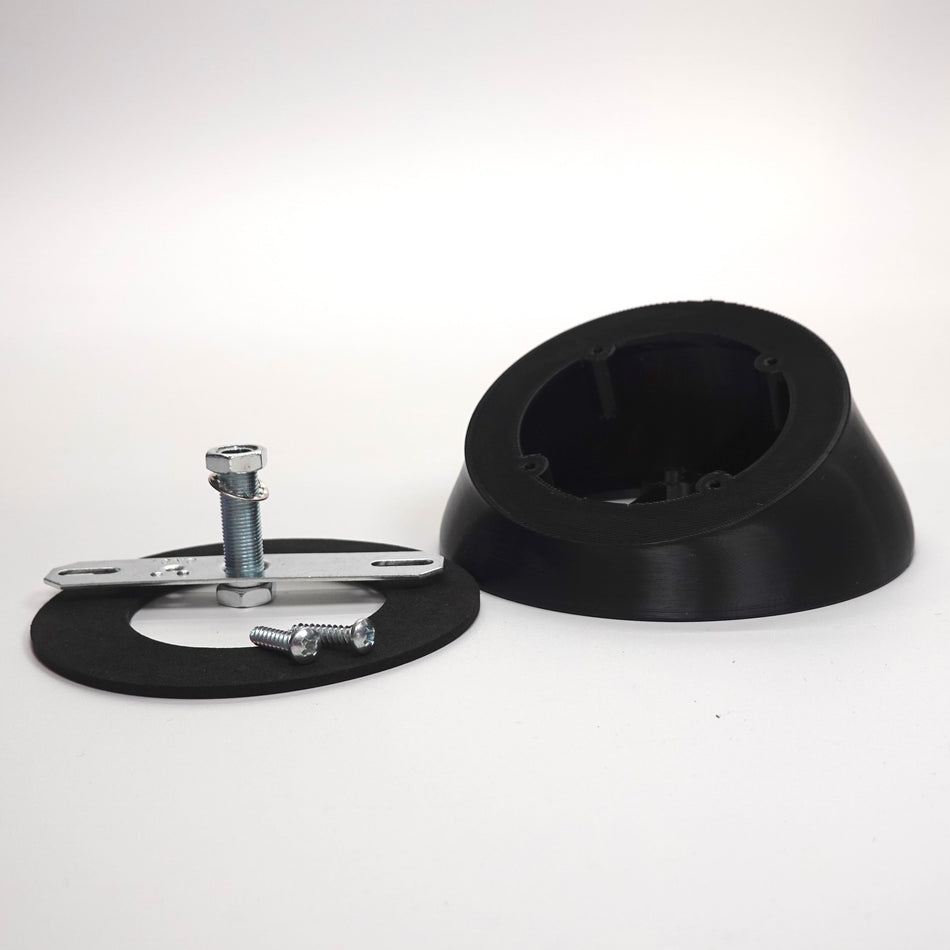 3D-printed angled soffit wedge for UniFi G Turret camera.