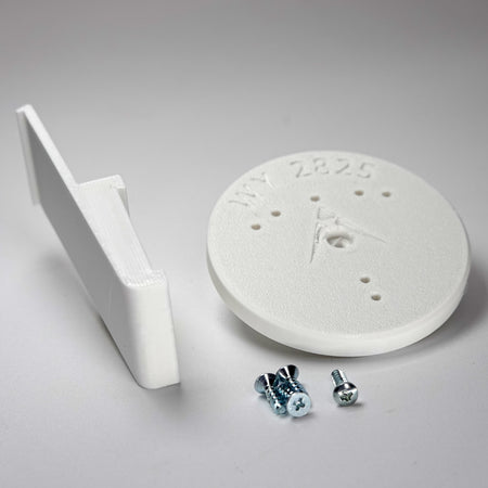 plank siding clip and circular mounting base for a Wyze camera, include screws.