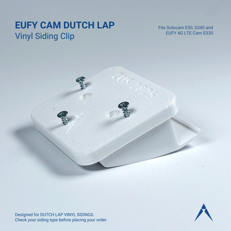Dutch lap vinyl siding clip and square mounting base for a eufy SoloCam, include screws.
