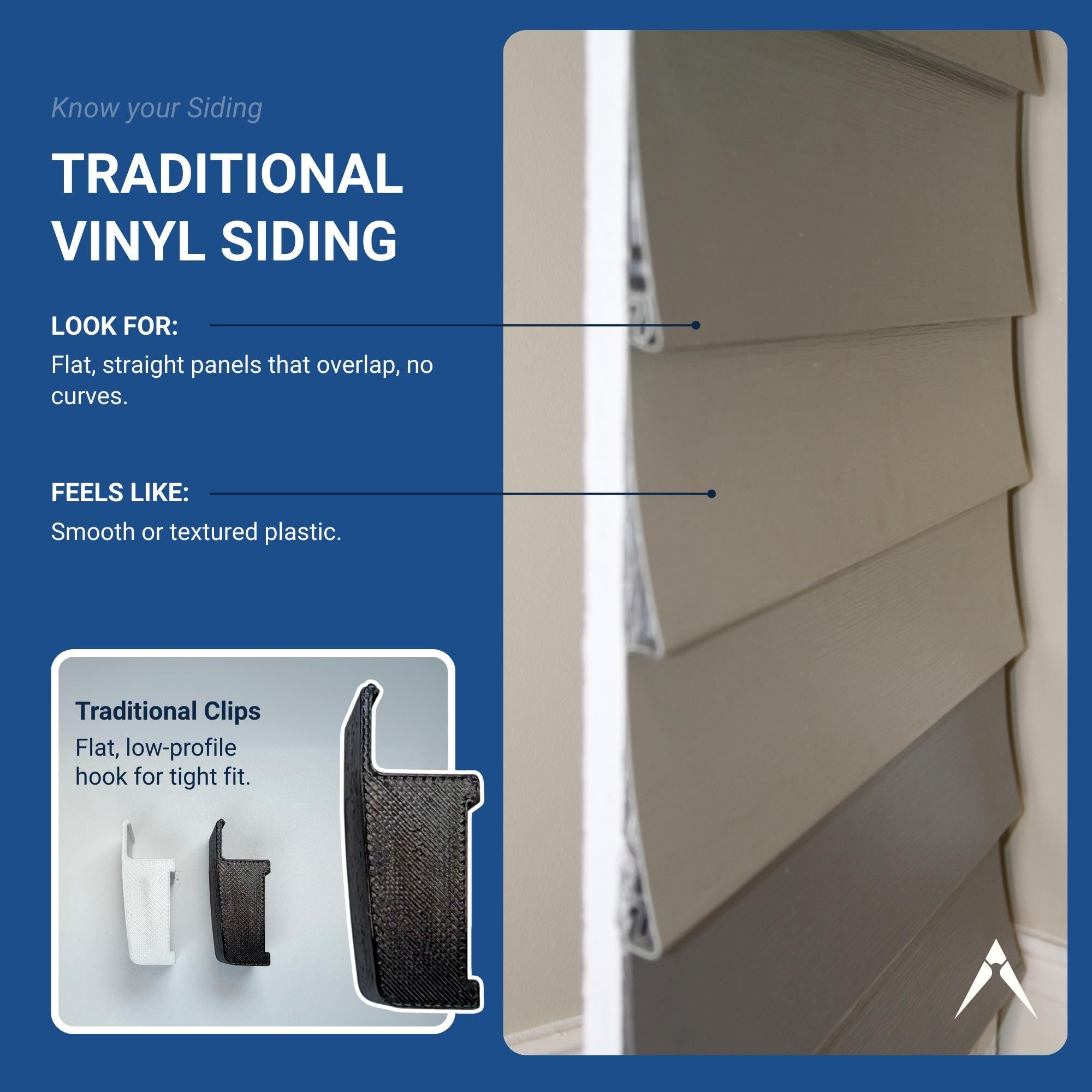 EUFY Solar Wall Light Camera Siding Clip – Dutch Lap Vinyl, Traditional Vinyl or Plank Siding Mount – No Drill, No Holes Mount